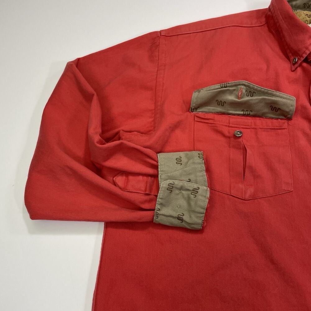 King Ranch Button Down Shirt Men’s XL Flip Cuff Salmon Made In USA Cowboy Rodeo - Picture 2 of 10